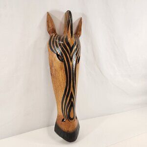 Wood Zebra Head Carving Abstract Primitive Wall Hanging Art African Animals